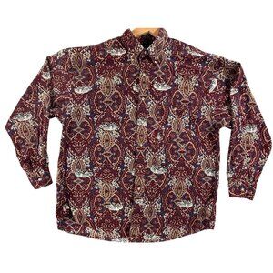 Vintage Gant Salty Dog Shirt Mens Large Paisley Duck Print Imperial Poplin Y2K